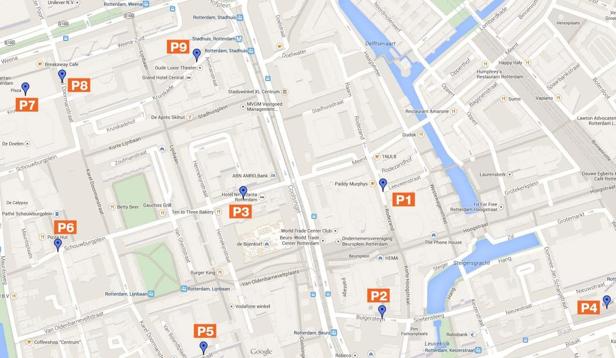 Bản đồ của Rotterdam khu đậu xe