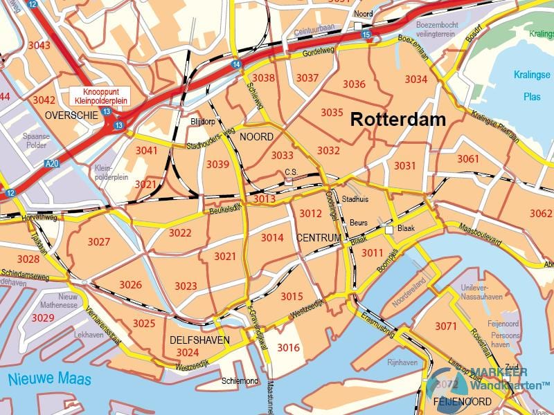 Bản đồ của Rotterdam mã bưu