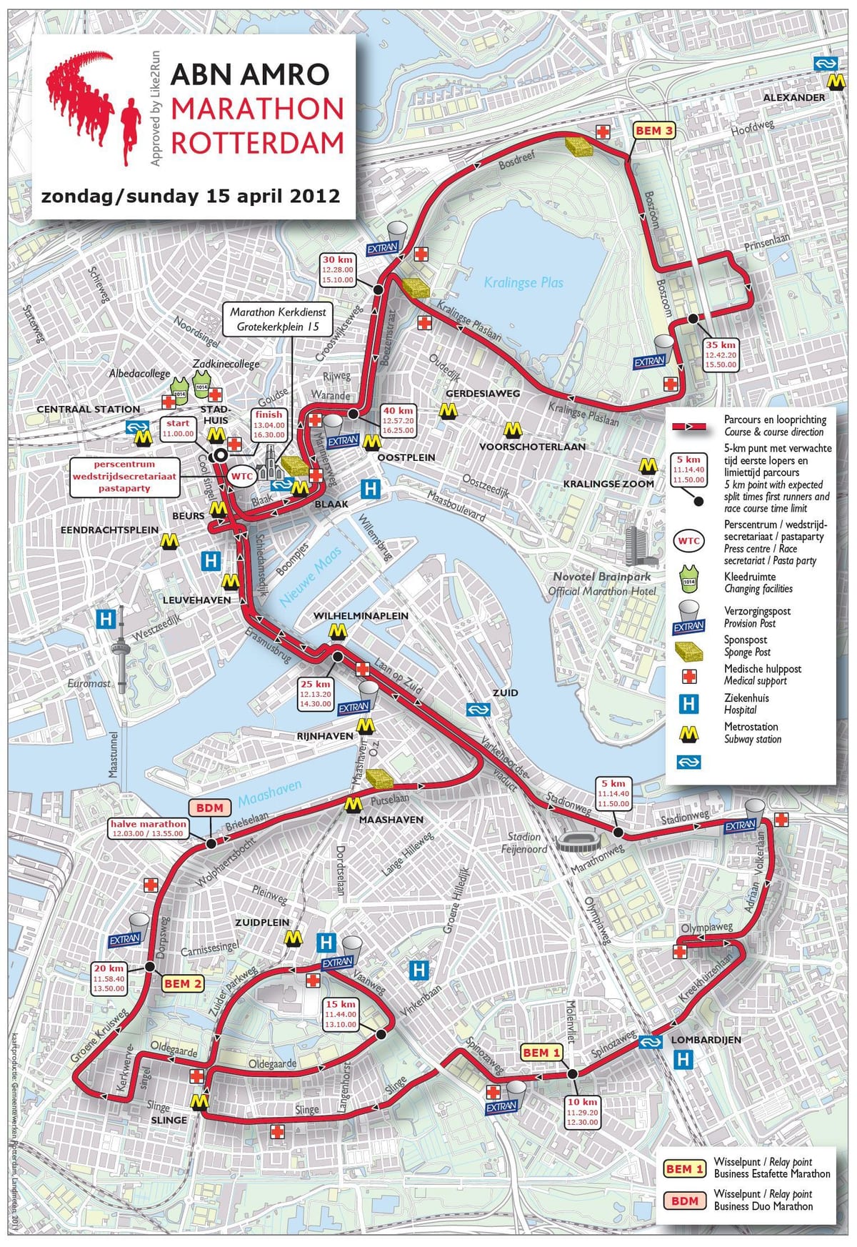 Bản đồ của Rotterdam marathon