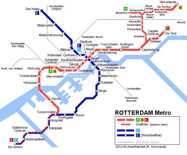 trả Rotterdam xe điện bản đồ