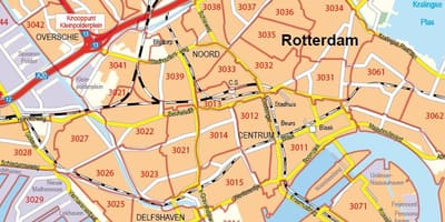 Bản đồ của Rotterdam mã bưu 